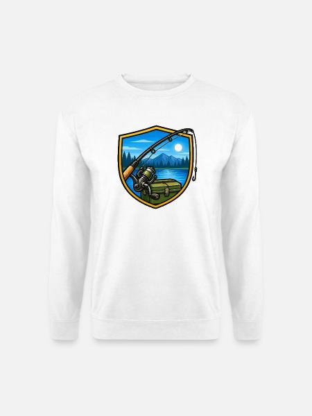 Seeangeln bei Abendlicht - Unisex Pullover - Weiß