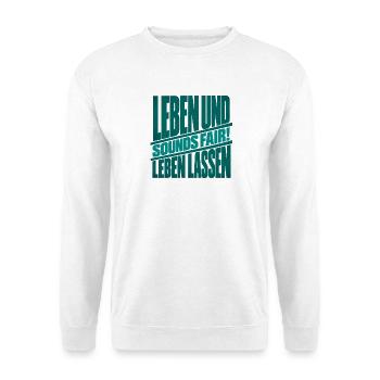 Leben und Leben lassen - Unisex Pullover - Weiß - Vorne - Alina (178cm) & Michal (187cm)