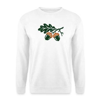 Eicheln Eichenlaub Natur Icon - Unisex Pullover - Weiß - Vorne - Alina (178cm) & Michal (187cm)