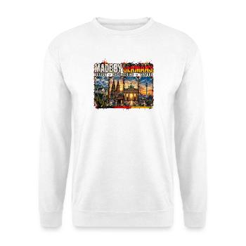 Made by Germans: Technik & Natur Collage - Unisex Pullover - Weiß - Vorne - Alina (178cm) & Michal (187cm)