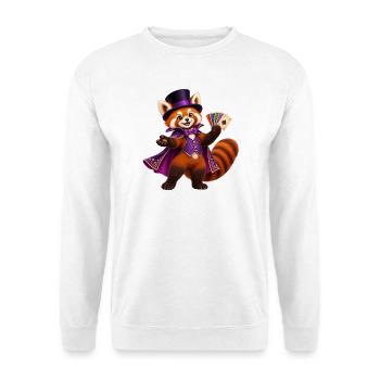 Zauberer Roter Panda mit Spielkarten - Unisex Pullover - Weiß - Vorne - Alina (178cm) & Michal (187cm)