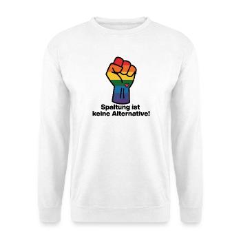 SPALTUNG IST KEINE ALTERNATIVE, GEGEN RECHTS NONZS - Unisex Pullover - Weiß - Vorne - Alina (178cm) & Michal (187cm)