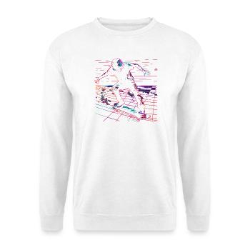 Skateboarder Vaporwave - Unisex Pullover - Weiß - Vorne - Alina (178cm) & Michal (187cm)