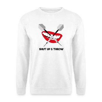 Shut up and throw (dark) - Unisex Pullover - Weiß - Vorne - Alina (178cm) & Michal (187cm)