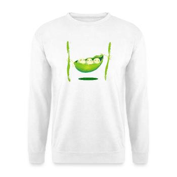 Bohnen Hängematte  - Unisex Pullover - Weiß - Vorne - Alina (178cm) & Michal (187cm)