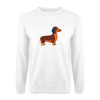 Dackel - Unisex Pullover - Weiß - Vorne - Alina (178cm) & Michal (187cm)