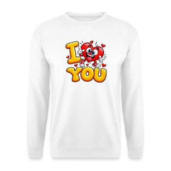 I Love You Cute Heart – lustiger romantischer Cartoon - Unisex Pullover - Weiß - Vorne - Alina (178cm) & Michal (187cm)