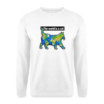 Die Welt ist eine Katze - Unisex Pullover - Weiß - Vorne - Alina (178cm) & Michal (187cm)