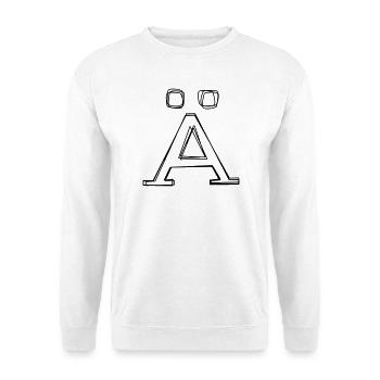 Buchstabe Ä handgezeichnet - Unisex Pullover - Weiß - Vorne - Alina (178cm) & Michal (187cm)
