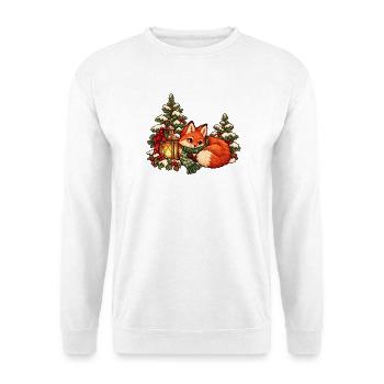 Fuchs im Winterwald mit Laterne - Unisex Pullover - Weiß - Vorne - Alina (178cm) & Michal (187cm)
