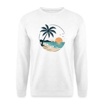 Tropical Sunset – Palme, Strand & Meer Urlaubsdesi - Unisex Pullover - Weiß - Vorne - Alina (178cm) & Michal (187cm)