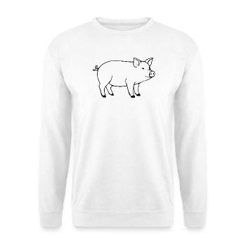 Schwein Metzger Fleischer Geschenk Landwirte  - Unisex Pullover - Weiß - Vorne - Alina (178cm) & Michal (187cm)