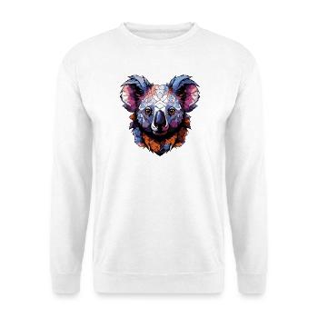 Koala Kopf Geometrisch Bunt - Unisex Pullover - Weiß - Vorne - Alina (178cm) & Michal (187cm)