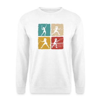 Retro Tennisspielerin Vintage Grunge Design - Unisex Pullover - Weiß - Vorne - Alina (178cm) & Michal (187cm)