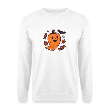 Halloween Kürbisgeist für Kinder. - Unisex Pullover - Weiß - Vorne - Alina (178cm) & Michal (187cm)
