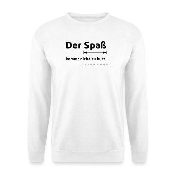 Spaß kommt nicht zu kurz - Unisex Pullover - Weiß - Vorne - Alina (178cm) & Michal (187cm)