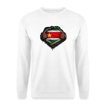 Flagge von Guadeloupe Hyper Realistische Streetwear - Unisex Pullover - Weiß - Vorne - Alina (178cm) & Michal (187cm)
