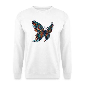 Orangefarbener Schmetterling der amerikanischen Ur - Unisex Pullover - Weiß - Vorne - Alina (178cm) & Michal (187cm)