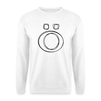 Buchstabe Ö handgezeichnet - Unisex Pullover - Weiß - Vorne - Alina (178cm) & Michal (187cm)