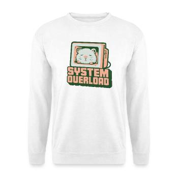Retro Computer-Kätzchen: System Overload - Unisex Pullover - Weiß - Vorne - Alina (178cm) & Michal (187cm)