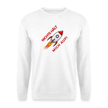 Nichts hält mich auf Rakete - Unisex Pullover - Weiß - Vorne - Alina (178cm) & Michal (187cm)