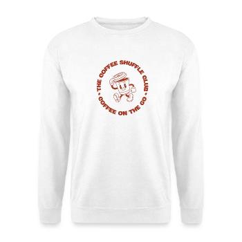 Coffee Shuffle Club Kaffee Spruch Retro Lustig - Unisex Pullover - Weiß - Vorne - Alina (178cm) & Michal (187cm)