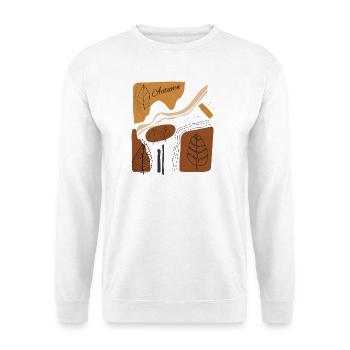 Herbstlaub-Illustration in Erdtönen - Unisex Pullover - Weiß - Vorne - Alina (178cm) & Michal (187cm)