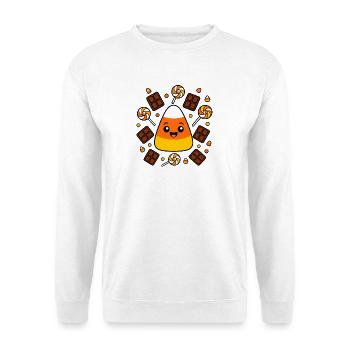 Halloween Süßigkeiten Candy Corn Bonbon Shirt - Unisex Pullover - Weiß - Vorne - Alina (178cm) & Michal (187cm)