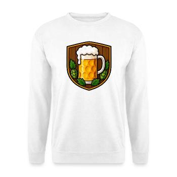 Bierkrug Shield Motiv - Unisex Pullover - Weiß - Vorne - Alina (178cm) & Michal (187cm)