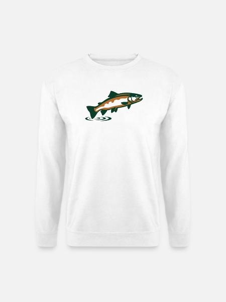 Forelle springend Grafik - Unisex Pullover - Weiß