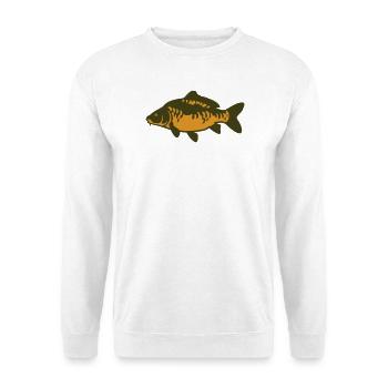 Karpfen Fisch Silhouette - Unisex Pullover - Weiß - Vorne - Alina (178cm) & Michal (187cm)