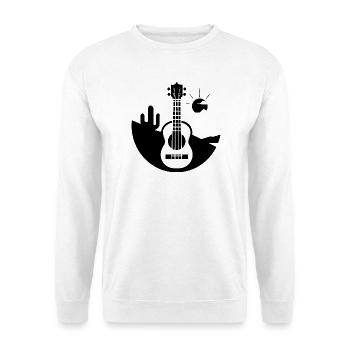 Ukulele Zeichnung - Unisex Pullover - Weiß - Vorne - Alina (178cm) & Michal (187cm)
