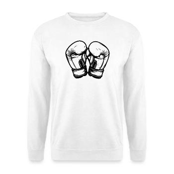 Kickboxing Handschuhe Skizze - Unisex Pullover - Weiß - Vorne - Alina (178cm) & Michal (187cm)