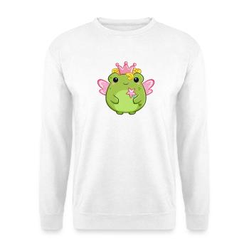Rosa Fee mit Zauberstab als süßer Frosch - Unisex Pullover - Weiß - Vorne - Alina (178cm) & Michal (187cm)