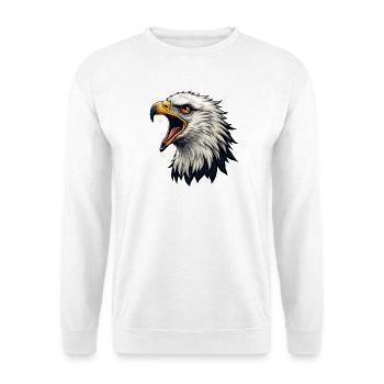Wilder und heulender Kopf des Weißkopfseeadlers - Unisex Pullover - Weiß - Vorne - Alina (178cm) & Michal (187cm)