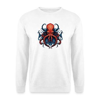 Oktopus Krake Bunt Illustration - Unisex Pullover - Weiß - Vorne - Alina (178cm) & Michal (187cm)