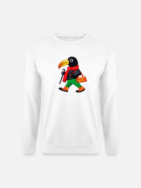 Wandelnde Krähe im roten Schal - Unisex Pullover - Weiß