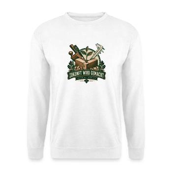 Zukunft Wird Gemacht – Grünes Handwerk - Unisex Pullover - Weiß - Vorne - Alina (178cm) & Michal (187cm)