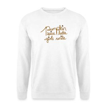 Pumpkin Spice Latte - kreatives Herbst Design - Unisex Pullover - Weiß - Vorne - Alina (178cm) & Michal (187cm)