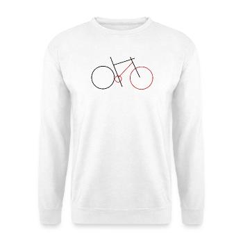Fahrrad Line Art Minimalismus Bike Motiv Radfahrer - Unisex Pullover - Weiß - Vorne - Alina (178cm) & Michal (187cm)