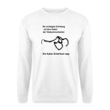 Kabelentdröselapp - Unisex Pullover - Weiß - Vorne - Alina (178cm) & Michal (187cm)