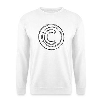 Copyrightzeichen handgezeichnet - Unisex Pullover - Weiß - Vorne - Alina (178cm) & Michal (187cm)