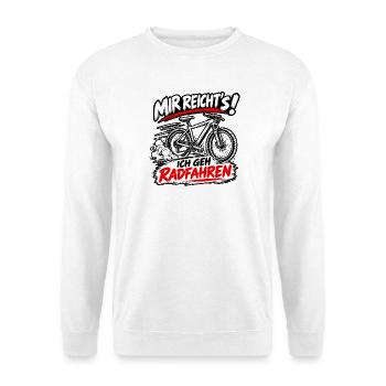 Mir reicht's: Ich geh Radfahren - Unisex Pullover - Weiß - Vorne - Alina (178cm) & Michal (187cm)