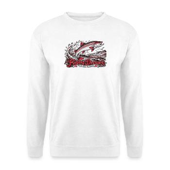 Fishing Denmark Meer und Freiheit - Unisex Pullover - Weiß - Vorne - Alina (178cm) & Michal (187cm)