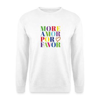 More Amor por Favor - Unisex Pullover - Weiß - Vorne - Alina (178cm) & Michal (187cm)