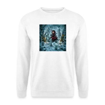 Der Geist des Winters – Keltischer Frostreiter - Unisex Pullover - Weiß - Vorne - Alina (178cm) & Michal (187cm)