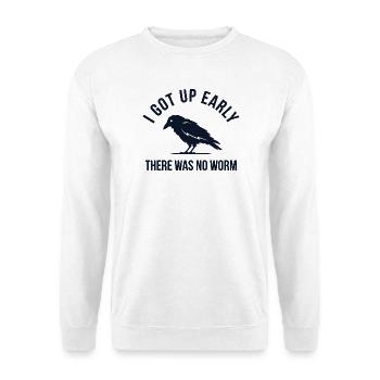 Ich bin früh aufgestanden, es gab keinen Wurm - Unisex Pullover - Weiß - Vorne - Alina (178cm) & Michal (187cm)