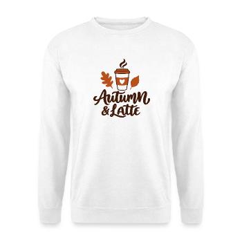 Herbst- und Latte-Cozy Herbstkaffee-Liebhaber - Unisex Pullover - Weiß - Vorne - Alina (178cm) & Michal (187cm)