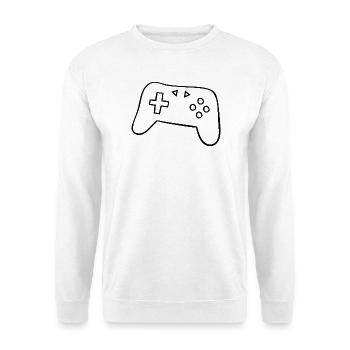 Klassischer Gamepad Silhouette - Unisex Pullover - Weiß - Vorne - Alina (178cm) & Michal (187cm)