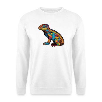 Psychedelische Mosaic-Echse - Unisex Pullover - Weiß - Vorne - Alina (178cm) & Michal (187cm)